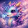 Colorful stylized cat avatar with large eyes and vibrant fur, suitable for profile picture.